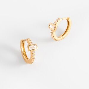 Elegant Gold Hoop Earrings with Crystal Accents
